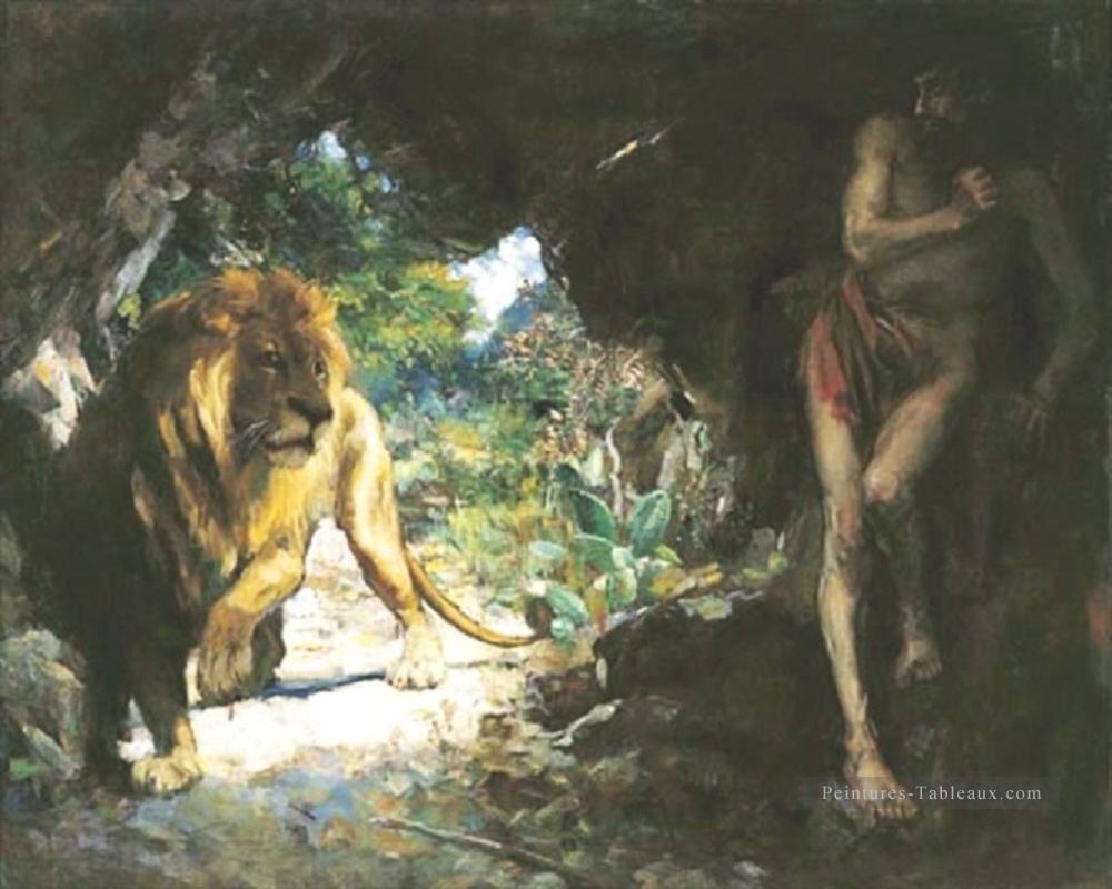 esclave et Lion 1924 XU Beihong dans l’huile Peintures à l'huile